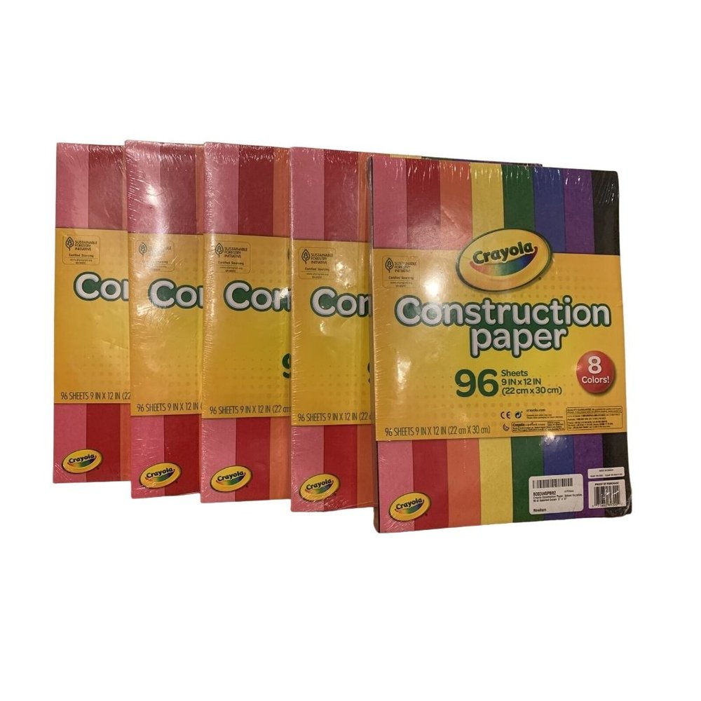 5pk Crayola 9" x 12" Construction Paper, 8 Assorted Colors, 96/Pack (480 Sheets)